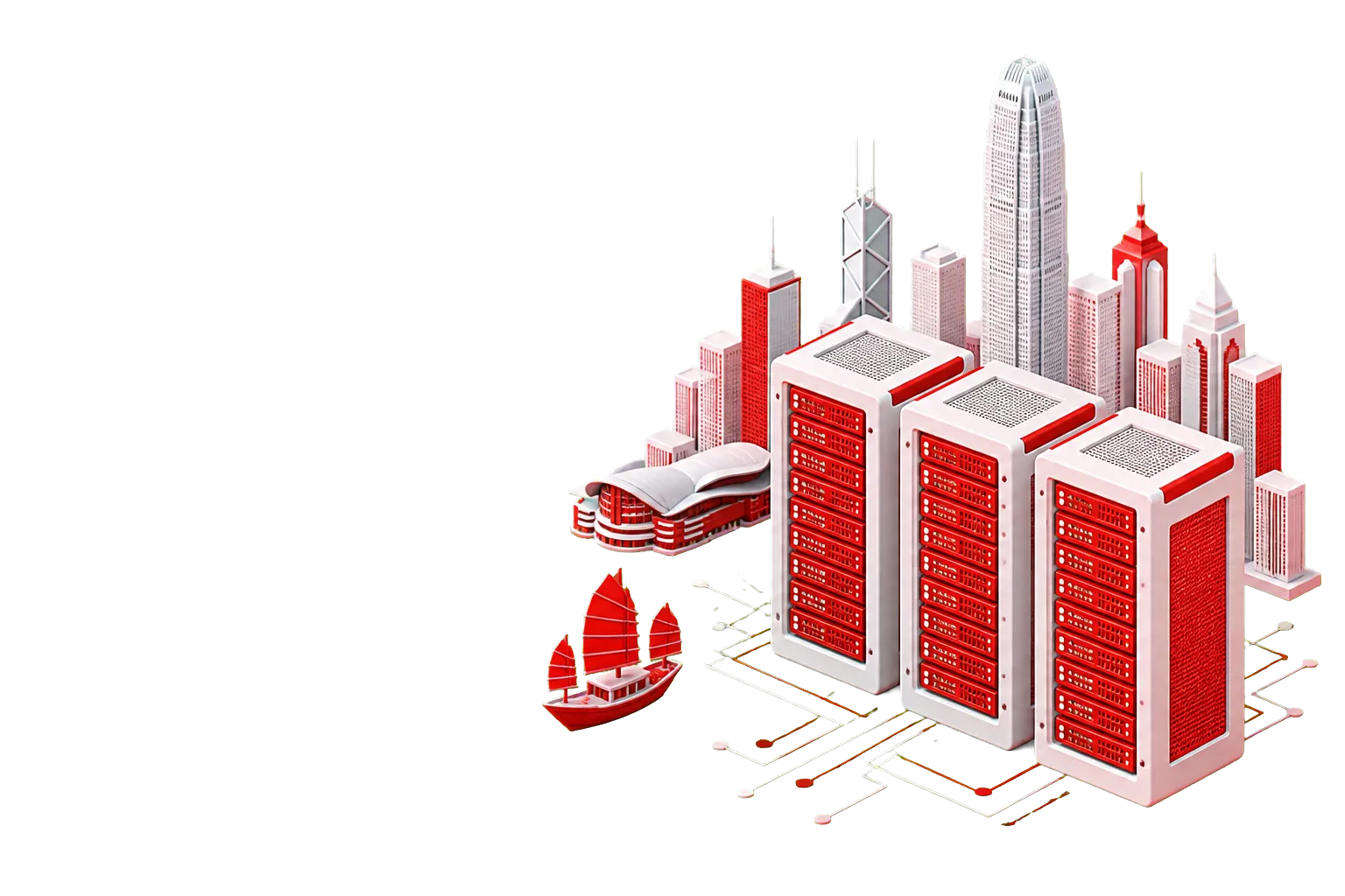 香港服务器租用的计算与网络资源示意图